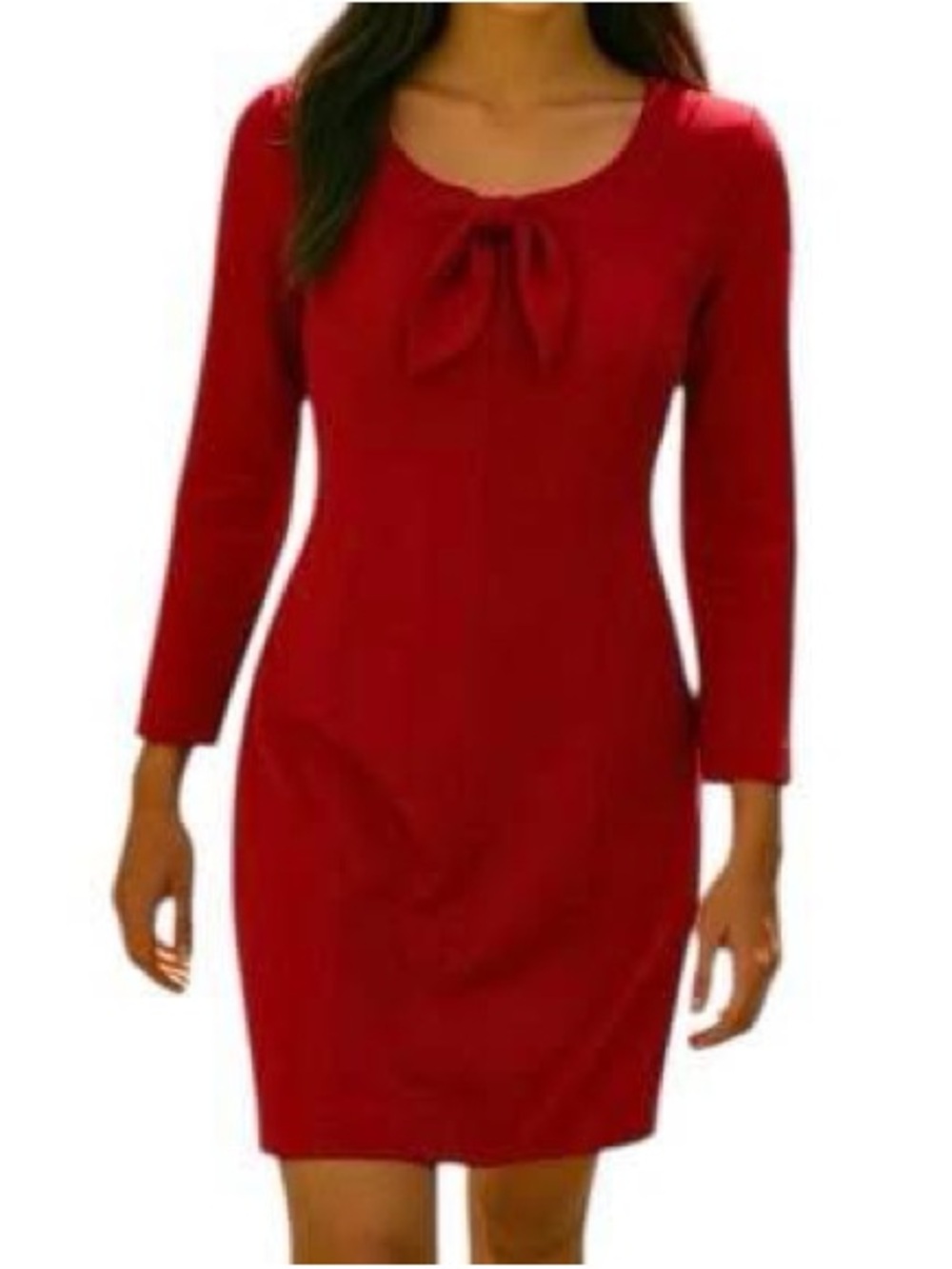 RIANI Ruby Red 3/4 Sleeve Bow-Tie Dress